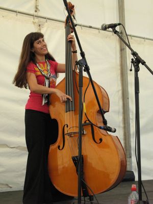 칼셜턴 환경 박람회에서 공연하는 음악가