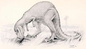 1901년 조셉 M. 글리슨의 C. 나시코르니스 복원도, 찰스 R. 나이트의 감독 하에 제작됨.