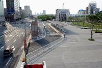 연영 공차의 일부 노선이 발착하는 교륙 공차참 (2017년 4월 29일)