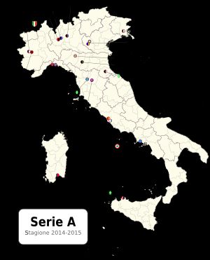 세리에 A 2014-15 참가구단 홈구장 소재지