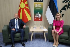 칼라스는 2023년 빌뉴스에서 북마케도니아 총리 디미타르 코바체프스키와 만났다.