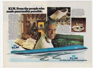 KLM 기장 야콥 펠드후이젠 판 잔텐이 항공사 광고에 등장 (1977년)