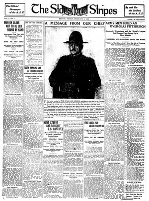 1918년 2월 8일 스타스 앤 스트라이프스 창간호 표지에 실린 퍼싱