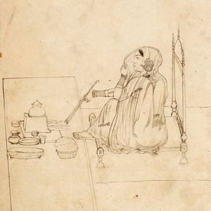 19세기경 펀자브에서 요리하는 펀자브 여성