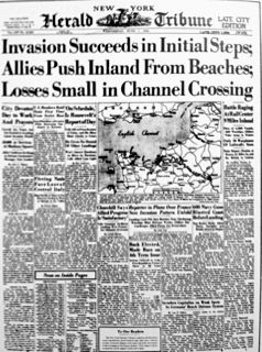 D-Day 상륙을 보여주는 1944년 6월 7일자 뉴욕 헤럴드 트리뷴 1면