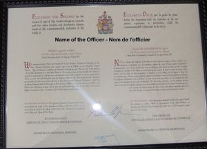 캐나다군 장교의 임관장