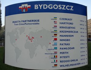 비드고슈치의 자매 도시 표지판