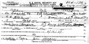 Dall의 사회 보장 신청서(1937)