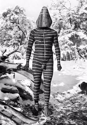 셀크남족의 성인식 의례를 위해 칠해진 남성