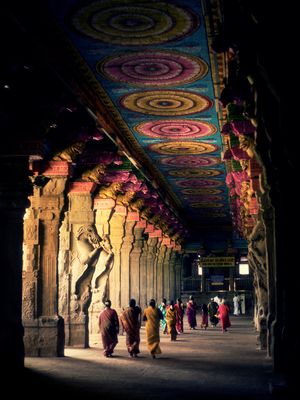 미나크시 암만 사원(타밀 나두, 마두라이)은 힌두 여신 파르바티의 한 측면인 미나크시에게 헌정된 주요 사원이다.