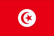 1830년대부터 1999년까지 사용된 튀니지 해군기. 현재 디자인보다 초승달이 약간 더 얇다.