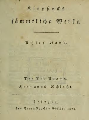 Der Tod Adams. Hermanns Schlacht (1823)