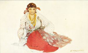 집시 여성(Gipsy Woman), 스타니스와프 마스워프스키(Stanisław Masłowski), 수채화, 1877년