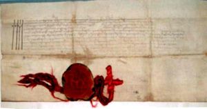 몰다비아의 슈테판 3세가 러더우치 주교에게 여러 개의 로마 노예 '살라세'를 기증하는 기증서