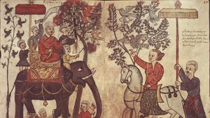 16세기 로마의 카사나텐세 도서관에 있는 포르투갈어 원고 "Figurae variae Asiae et Africae"에 묘사된 캄베이(현재 구자라트에 위치)의 왕