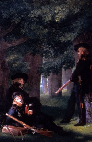 1815년 세 명의 유명한 자유군단 단원들(하인리히 하르트만, 테오도어 쾨르너, 프리드리히 프리젠)의 그림