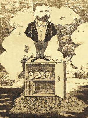 1908년 '라 펠파' 신문에 실린 고무 남작 훌리오 세사르 아라나의 삽화