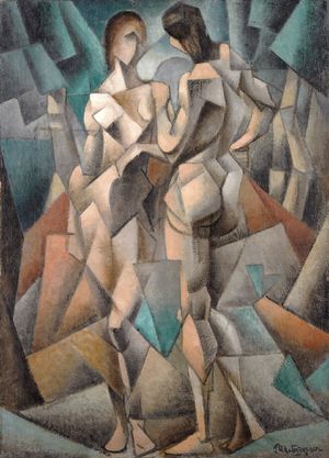 장 메챙제, 1910–11, Deux Nus (두 누드, 두 여성), 캔버스에 유채, 92 x 66 cm, 예테보리 미술관, 스웨덴. 1911년 살롱 데 쟁데팡당, 파리의 41번 방에서 열린 최초의 입체주의 전시회에 출품