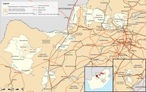 보푸사츠와나의 행정구역 및 경계 변화 지도