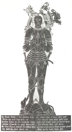 세인트 데이비스 대성당에 있는 에드먼드 튜더, 리치몬드 1대 백작의 금속제 묘비