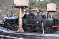 세번 밸리 철도 Bewdley에 있는 보존된 LMS Ivatt Class 2 2-6-0 46443호. 텐더 앞쪽에 텐더 선행 운전을 위한 반쪽짜리 캡이 있다.