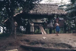 니카라과에 있는 미스키토족 가족의 집 밖 모습