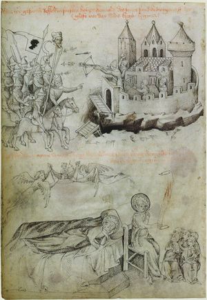 레그니차의 몽골군이 실롱스크 공작이자 폴란드 대공인 헨리 2세의 머리를 전시