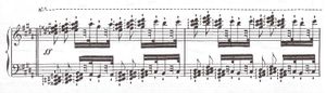 Extract from Alkan's Les diablotins, Op. 63, no. 45, featuring tone clusters