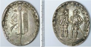 1572년 바다 거지에 의해 브리엘 점령을 기념하는 은색 게우젠 메달. 상업적으로 제작되었다.