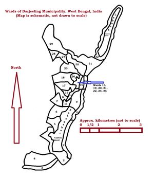 다르질링 자치구 구획의 개략적인 지도