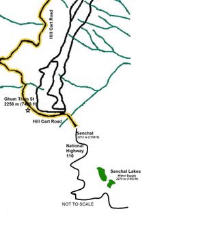 지도 2: 다르질링과 관련된 센찰 호수의 개략도