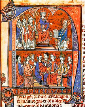 1247년 우에스카의 주교 비달 데 카넬라스가 작성한 아라곤 법전의 첫 번째 편집본. 비달 마요르.