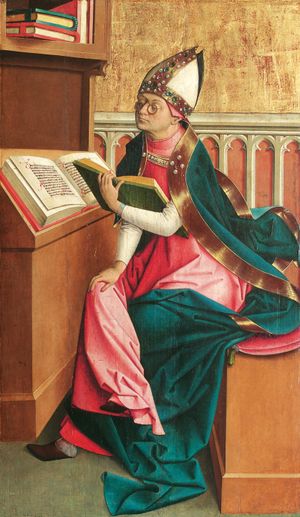 Großgmain의 거장. (c. 1498). 히포의 아우구스티누스.