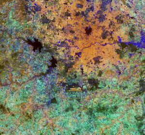 하이데라바드 도시의 지리적 영역을 나타내는 크고 다채로운 이미지