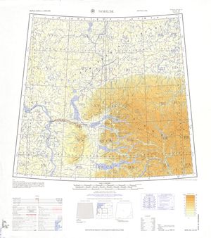 노릴스크(Norilsk)와 주변 지역 지도(AMS, 1964년)