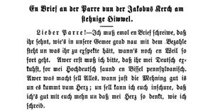 프락투어체로 쓰인 펜실베이니아 고지 독일어의 예