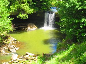 캐스케이드 공원의 폭포.