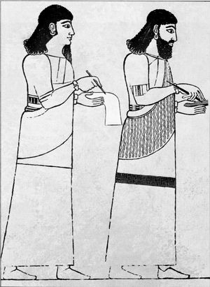 바빌론 제1제국의 서기관들은 수메르 문학 작품을 복사했을 것이다. 예를 들어 이난나 찬가는 그들의 서기관 교육의 일부였다.