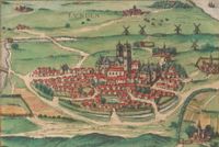 1594년경 룬드의 판화. 프란스 호겐베르크가 제작한 그림책 세계 도시들(Civitates orbis terrarum)에 수록되었다.