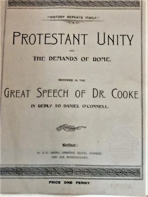 1899년 헨리 쿡의 1841년 연설 "다니엘 O'코넬에게 답하다"의 1페니 인쇄본