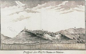 1778년 카르스텐 니부어가 출판한 "Nunia" 또는 "Ninive" 마을의 모습