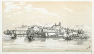 1843년 바욘의 니브 강 합류 지점, 외젠 드 말보스 그림