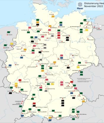 독일 연방육군의 2021년 4월 부대 배치도