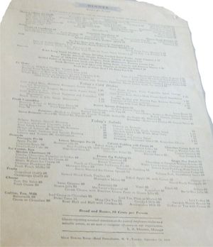 1929년 호텔 펜실베이니아(뉴욕) 메뉴 "셰프 샐러드"