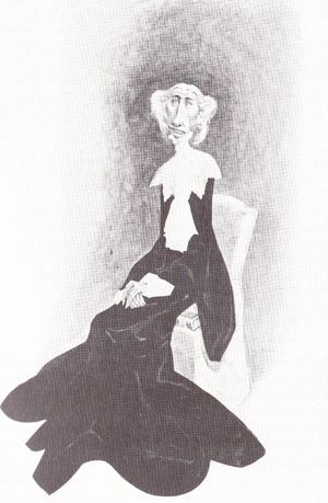 바이로이트 감독을 맡은 그녀의 말년의 바그너 캐리커처