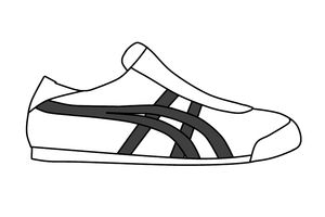 멕시코 66 디자인의 오리지널 "타이거 스트라이프". 오늘날, 아식스와 오니츠카 타이거에서 모두 사용된다.