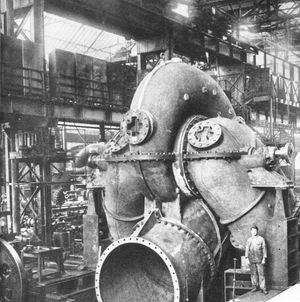 1886년경 간츠사에서 터빈 건설