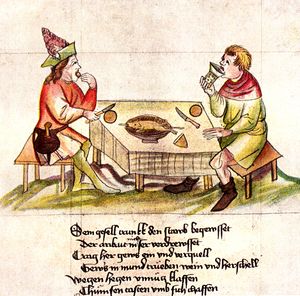 중세 독일의 식사 장면