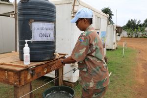 MONUSCO 병력 개입 여단은 바이러스 확산을 늦추기 위해 위생 강화 조치를 취했다.
