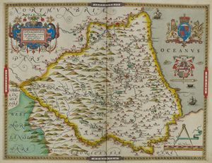 1576년 크리스토퍼 색스턴이 그린 더럼의 손으로 그린 지도